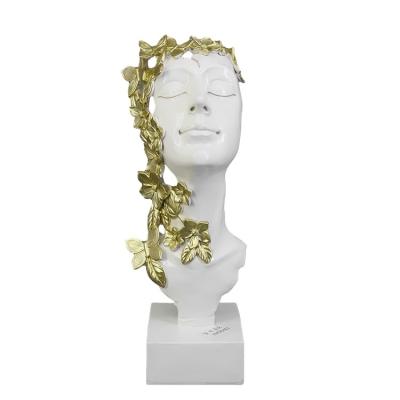 China Modern Modern Sculptures For Home Decoration Applique Gold Flower Female Body Resin Statue for sale