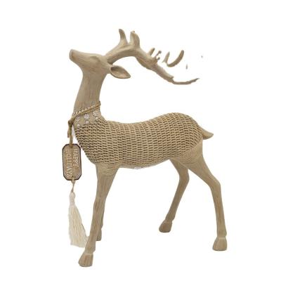 China New Artificial Chinese Ornament Wine Cabinet Deer Set Decor Deer Horn Ornaments for sale