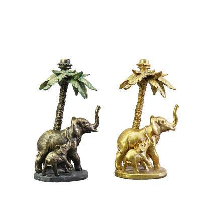 China Eclectic Decorative Resin Elephant Tealight Candle Holder Candlestick Gold Menorah for sale