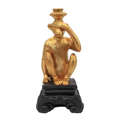 China Eclectic Custom Modern Nordic Golden Monkey Shape Luxury Animal Candle Holder For Home Decor for sale