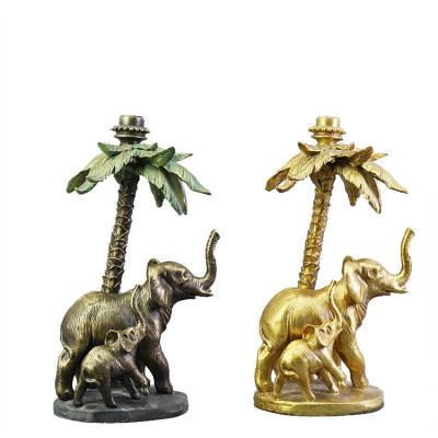 China Eclectic Gold Votive Animal Elephant Shaped Resin Candle Holders For Home Decoration for sale