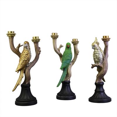 China Wholesales Gold Resin Candle Eclectic Luxury Animal Parrot Shaped Holder For Home Decor for sale