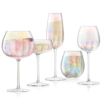 China Household red wine glass electroplating goblet colorful British colorful champagne crystal glass wine glass for sale