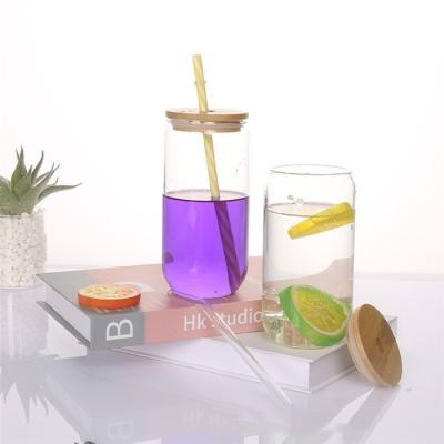 China Hot Selling Sustainable Export Sublimation Mug Drinks Bottle Shaped Drinking Glass Mug With Eco Bamboo Lid for sale