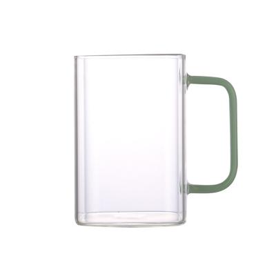 China Wholesale Sustainable Transparent Glass Water Cup Custom Breakfast Milk Cup Square Glass Coffee Mugs With Handle for sale