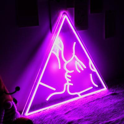 China ROAD custom acrylic led advertising kiss me neon sign for party event wall decoration for sale