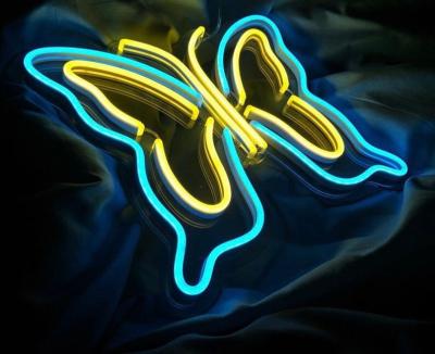 China ROAD 3d Art Design USB Colorful Butterfly Acrylic Neon Light Sign for sale