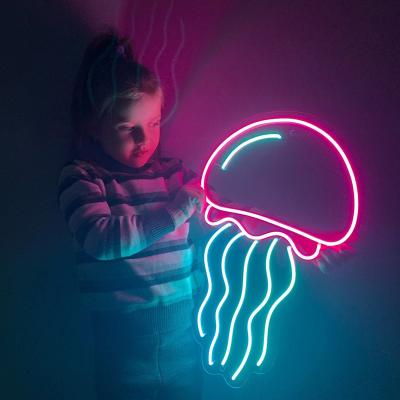 China Sour Lead Jellyfish Neon Lamp Festival Wall Neon Sign Art Decor Decorative Light for Home Bedroom for sale