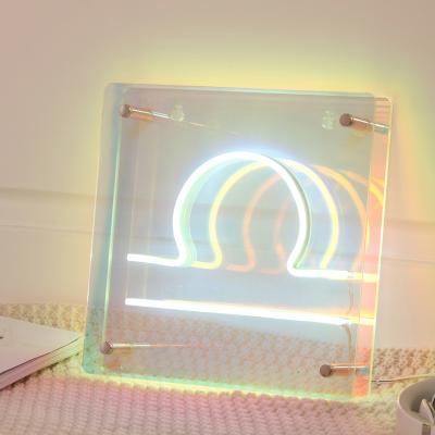 China Hard Custom LED Zodiac Neon Sign Cool White Acrylic Board Colorful Led Light Box Sign Art For Home Bar Decor for sale