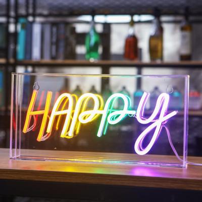 China wholesale hard china factory customs lead the letter cable neon sign box lights for indoor decorative for sale