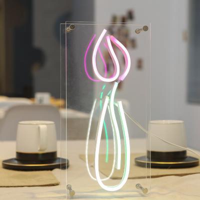 China Custom Passion High Quality Hard Party LED Neon Sign Box Without Front Board Rose for sale