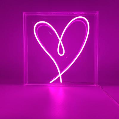 China Hard Unique Design Hot Sale Home Decor Acrylic Neon Light Box For Love2 for sale