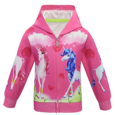 China 3 Color Kids Unicorn Zipper Hoodie Children Long Sleeve Breathable Sweatshirt Fashion Hooded Jacket Cute Casual Hooded Girls Boys For Girls for sale