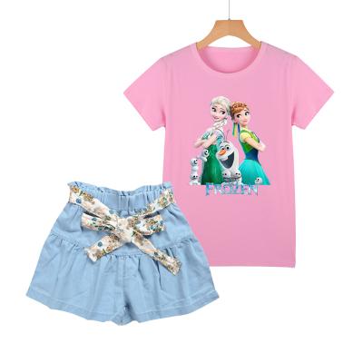 China Casual Hot Sale Summer Kids Dressing Set Stylish T-shirt And Short Two Piece Sets Clothes For Girls for sale