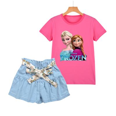 China 2021 Latest Casual Hot Sale Fahion Kids 1-14Years Cute Printing Clothing Sets T-shirts Girls Clothes for sale