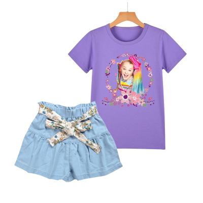 China Jojo Siwa Kids Clothing Set Children Cotton Casual T-shirt And Short Two Piece Sets Clothes For Girls for sale