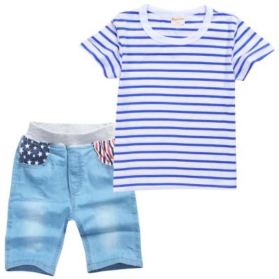 China 2021 Fashion New Design Kids Clothing Boys Girls T-shirts Kids Casual Suit Summer O-Neck T-shirt And Jeans Pants 2pcs Set for sale