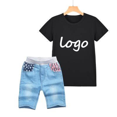 China 2022 Hot Sale Casual Children's Clothing Kids T-shirts + Shorts Set Logo Custom Boys Summer Clothes Child's Two-piece Suit Fashion Suit for sale