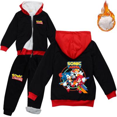 China 2pcs Kids Casual Hoodies Sets Sonic Hot Sale Baby Winter Apparel Kids Boy Girls Cartoon Prints Cotton Suits for sale