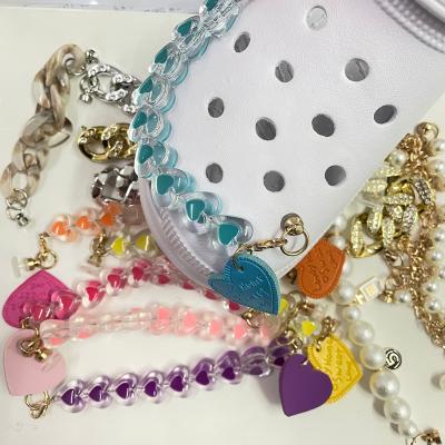 China Washable Metal Shoe Charms Chains Croc Charm Vendor Decoration Accessories For Women Ladies Clogs Sandal Shoes Croc Charm Chain for sale