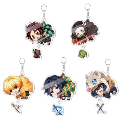 China Cartoon Toy Demon Slayer Kimetsu No Yaiba Keychains Decor Ornament Anime Keychain Pendant Hanging Key Chains Acrylic Supply Items for sale