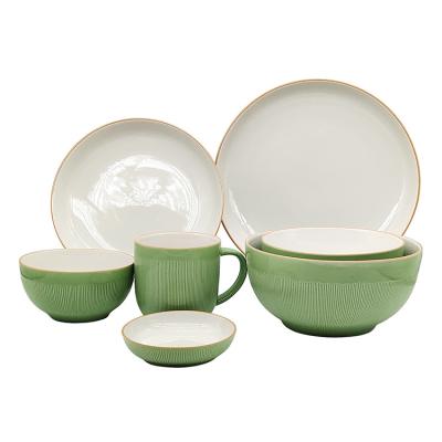 China Factory Supply Sustainable Porcelain Dining Plate Set Ceramic Dinnerware Dinnerware Set for sale