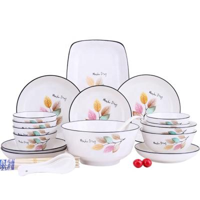 China Viable stock 18/20/26/28/29pcs customized decal dinnerware porcelain ceramic dinner sets with cheap price for sale