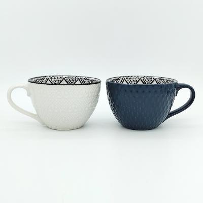 China Viable Fashionable Hot Selling 370ml Retro Wide Mouth Printing 12oz Ceramic Coffee Mugs With Your Logo for sale