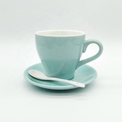 China Best Viable Cheap Price Factory Bright Glazed Ceramic Cappuccino Coffee Mug With Tray for sale