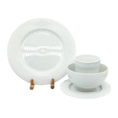 China Sustainable Factory Directly Supply White Ceramic Dinner Sets Custom Size Logo Pattern Dinnerware Sets Bowl And Dish For Home And Restaurant for sale