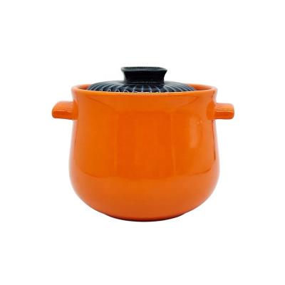 China Viable Ceramic Porcelain Casserole Soup Cooking Pot With Lid Heat Resistant Custom Pot Stew Pot Logo Pattern Color Shape for sale