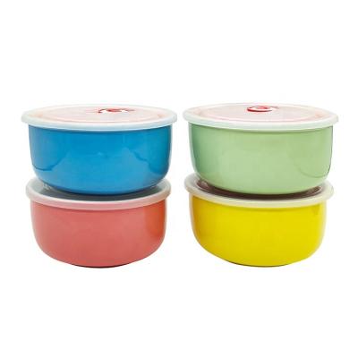 China Sustainable Factory Outlet Custom Colored White Glazing Cool Keeping Ceramic Bowl With Cover for sale