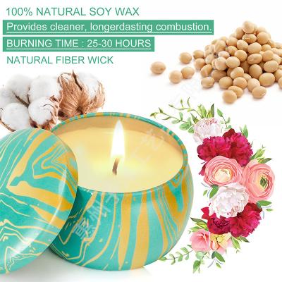 China 8pcs Birthdays Scented Candles Soy Wax Aromatherapy Candles 4.0 Oz Portable Tin Candles With Lid for sale