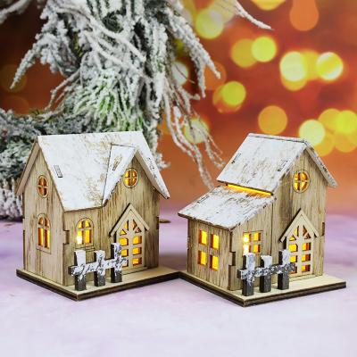 China Contemporary Mini Christmas Wooden House With Led Lights Countdown To Christmas Decoration Fill Small Gifts For Kids for sale