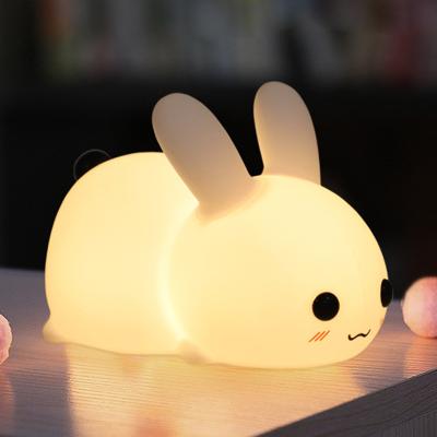 China Modern Cute Animal Soft Cartoon Rabbit Silicone LED USB Rechargeable Lamps for Kids Bedroom Baby Christmas Gift for sale