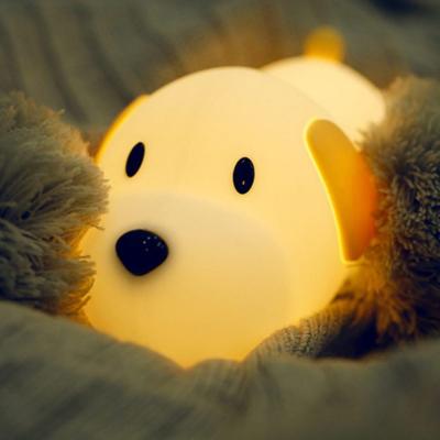 China Modern Puppy Lamp Dog Dimmable Touch Silicone Night Light Cartoon LED USB Rechargeable Baby Sleep Lamp With Timer Kids Gift for sale