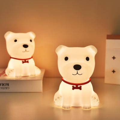 China Modern Cute Soft Touch Sensor LED Night Lights Kids LED Silicone Puppy Table Lamp For Boy Girls Bedroom Deco for sale