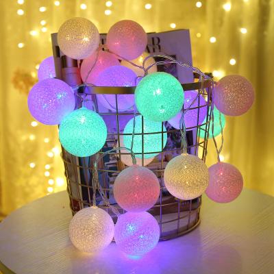 China AS PICS Show Cotton Ball String Lights 20 LED Battery Operated For Christmas Wedding Halloween Holiday Party Fairy Lights for sale