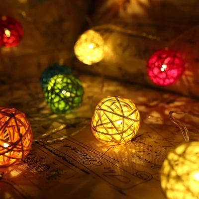 China AS PICS Show Rattan Battery Operated Ball String Lights 20LED Fairy String Lights For Christmas Party Wedding Decoration for sale