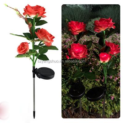 China Garden LED Simulation Rose Flower Light Home Decorative Solar Flower Lights Waterproof Landscape Rose Light Garden Decoration Lawn Lamp for sale