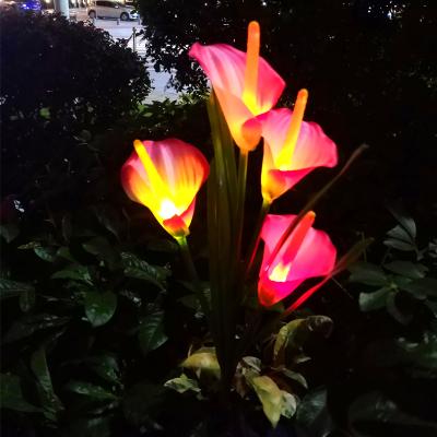 China Outdoor Waterproof Solar Powered Garden Garden Lights Solar Stake Lights with Calla Lily Flowers 7 Colors Change for sale