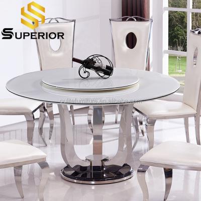 China (Other) Wholesale Adjustable Black Marble Dinner Table Set Silver Dining Table for sale