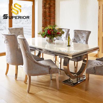 China (Others) 2021 Home Furniture Adjustable Modern Marble Top Dining Table 8 Seaters For Sale for sale