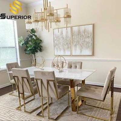 China (Other) adjustable modern white marble dining table set 4 chairs dining room for sale