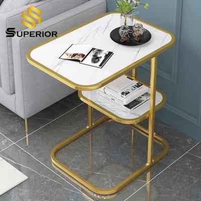 China Marble Convertible Modern Cafe Corner Metal Decor Table for sale