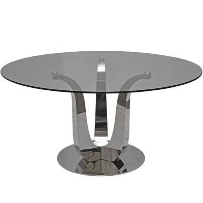 China (Other) simple design adjustable round glass top coffee table metal base dining table for event for sale