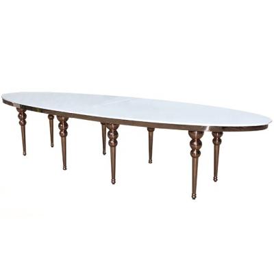 China MDF (Other) Oval Wood Top Dining Table Fancy Wedding Party Event Use Adjustable for sale