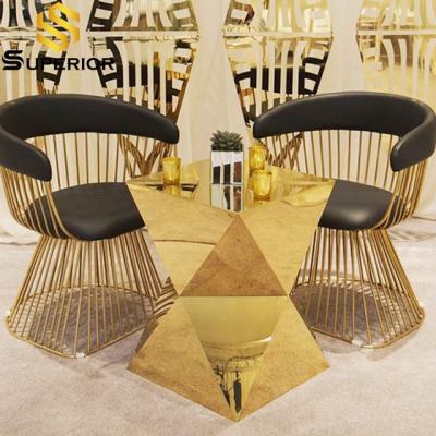 China Modern Metal Gold Stainless Steel Small Standing Coffee Table for sale