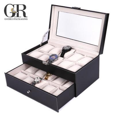 China Luxury Custom Wooden Wholesale Wooden Watch Box Double Watch Box Packaging With Logo Cases Display Box for sale