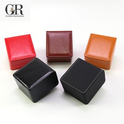 China Guorui PU Wooden Covered Watch Box Leather Covered Luxury Simple Watch Packaging Box for sale